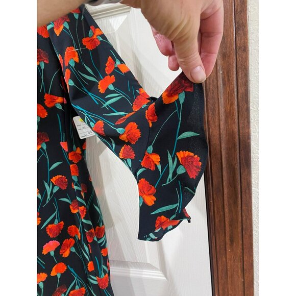 Karl Lagerfeld Paris Black & Red Floral Print 3/4 Sleeve Shift Dress Womens Size - Picture 6 of 10